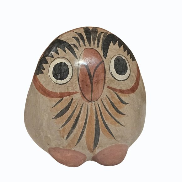 Vtg Mexico Stoneware OWL Bird Figurine Tonala Folk Art Southwestern Decor 4.5" - Picture 7 of 13